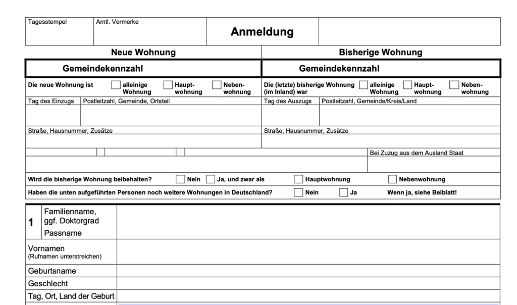 formulario anmeldung